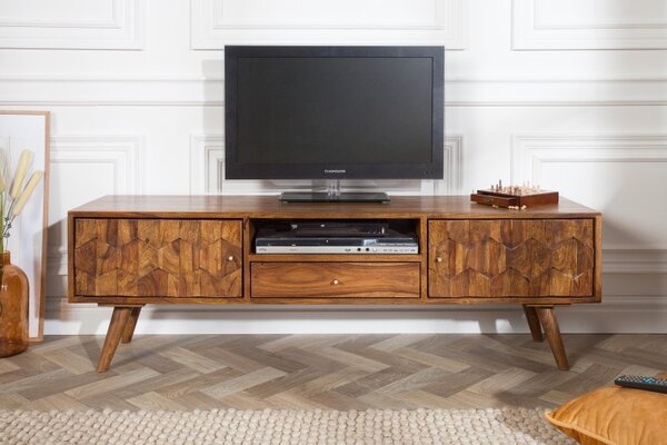 Estila Luxusný televízny stolík Mozaika z masívneho dreva palisander 140cm