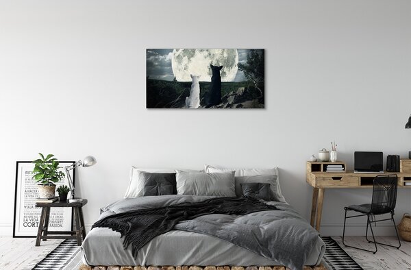Obraz na plátne Wolves mesiac lesné 100x50 cm