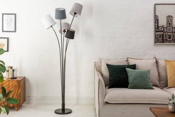 Estila Moderná stojaca lampa Elegans z kovu s piatimi tienidlami 176cm