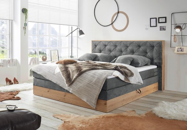 BOXSPRINGOVÁ POSTEĽ, 180/200 cm, antracitová, prírodná farba Esposa - Postele, Online Only
