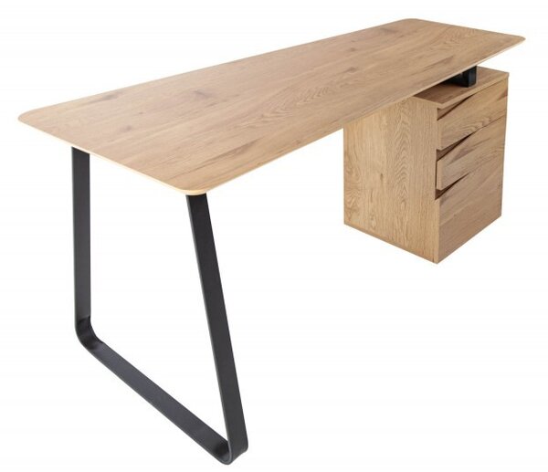 Estila Škandinávsky písací stolík Linden z dreva a kovu s tromi zásuvkami 160cm