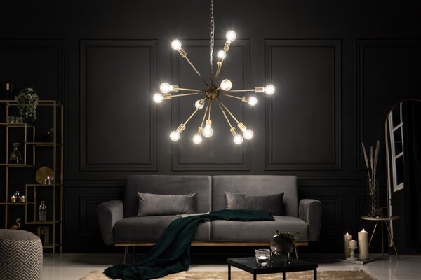 Estila Art-deco dizajnový luster Astra zlatej farby v tvare lúčov 87cm