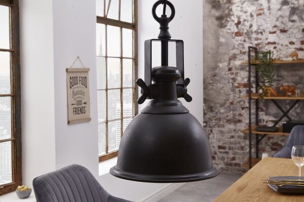 Estila Industriálna závesná lampa Castor v čiernej farbe z kovu 45cm