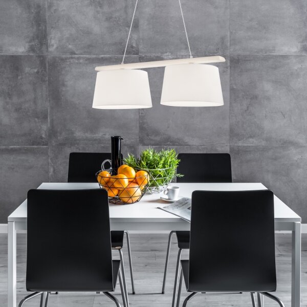 Luster na lanku AIDA 2xE27/60W/230V pr. 35 cm dub/biela
