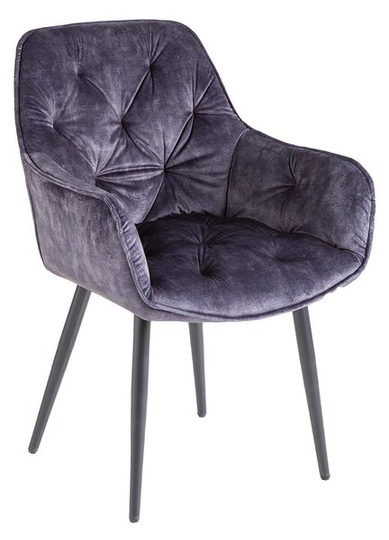 Estila Retro dizajnové čalúnené fialové kreslo Milano s opierkami na ruky 84cm