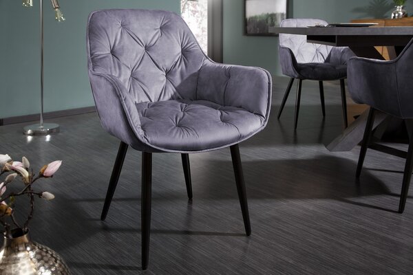 Estila Retro dizajnové čalúnené fialové kreslo Milano s opierkami na ruky 84cm