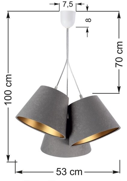 Luster na lanku AMBROSIA 3xE27/60W/230V