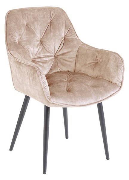Estila Retro dizajnové béžové čalúnená jedálenská stolička Milano s opierkami na ruky 84cm