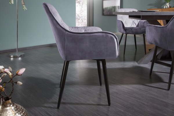 Estila Retro dizajnové čalúnené fialové kreslo Milano s opierkami na ruky 84cm