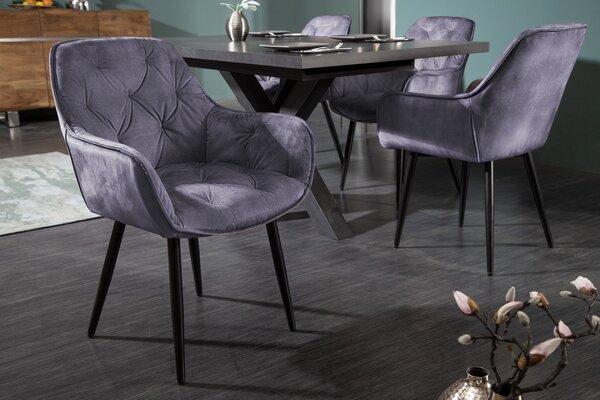 Estila Retro dizajnové čalúnené fialové kreslo Milano s opierkami na ruky 84cm