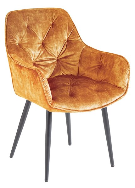 Estila Retro dizajnové čalúnené oranžové kreslo Milano s opierkami na ruky 84cm