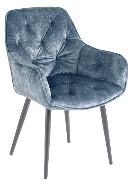 Estila Retro dizajnové tmavomodré čalúnené kreslo Milano s opierkami na ruky 84cm