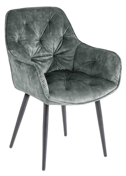 Estila Retro dizajnové šedozelené čalúnené kreslo Milano s opierkami na ruky 84cm