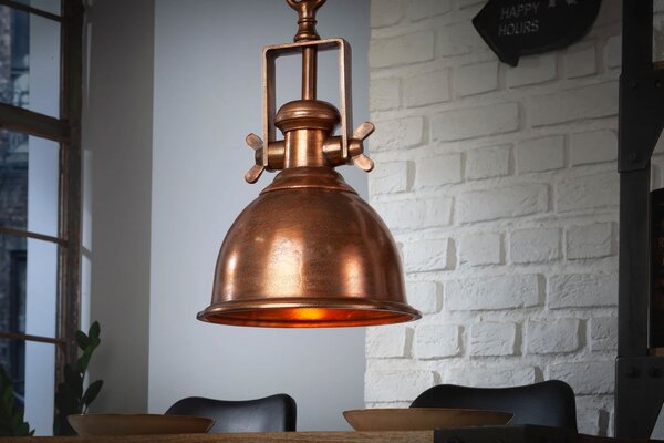 Estila Industriálna závesná lampa Manilla v medenej farbe z kovu 45cm