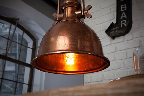 Estila Industriálna závesná lampa Manilla v medenej farbe z kovu 45cm