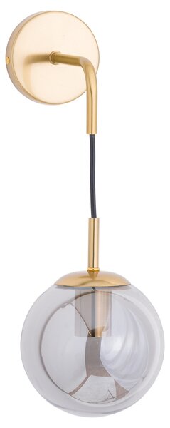 Estila Art-deco štýlová nástenná lampa Globe s dymovým motívom zlatej farby z kovu 60cm