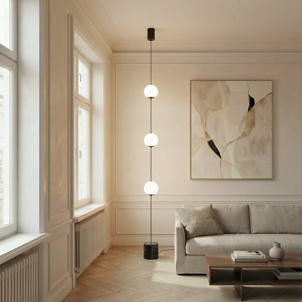 Stojacie Lampa Lucande, Darrow, stmievateľné, Biela, Obývacia izba, Sklo, Moderný