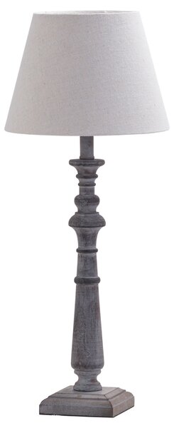 Estila Dizajnová sivá rustikálna stolná lampa Boisé s béžovým ľanovým tienidlom 50cm