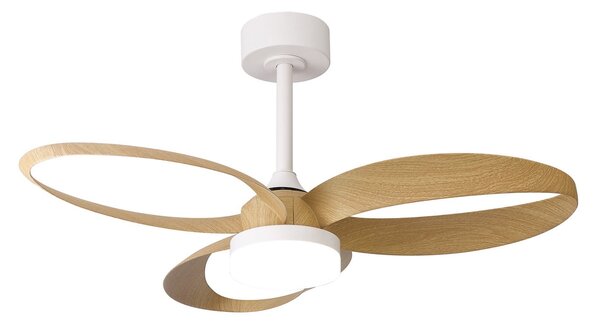 LED stropný ventilátor Infinity v dreveném dekore, DC, tichý – Mantra Mantra Iluminación, Infinity, stmievateľné, Drevo, Obývacia izba, Plast, Moderný