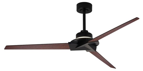 LED stropný ventilátor Brisa Mini čierny/drevený, tichý – Mantra Mantra Iluminación, Brisa Mini, stmievateľné, Čierna, Obývacia izba, Drevo, Moderný