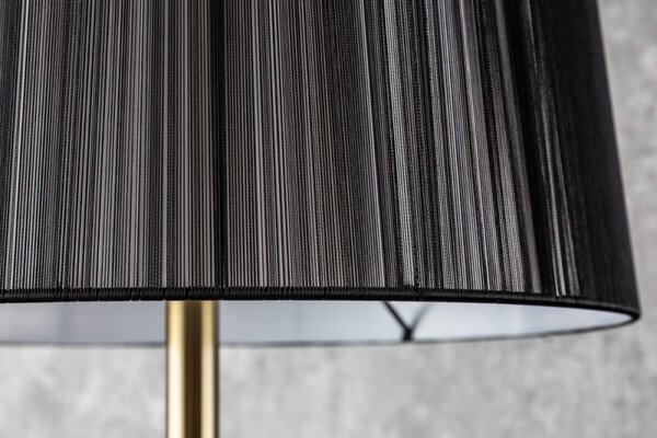 Estila Moderná dizajnová stojaca lampa Lucie v zlatom prevedení z kovu s čiernym tienidlom 160cm