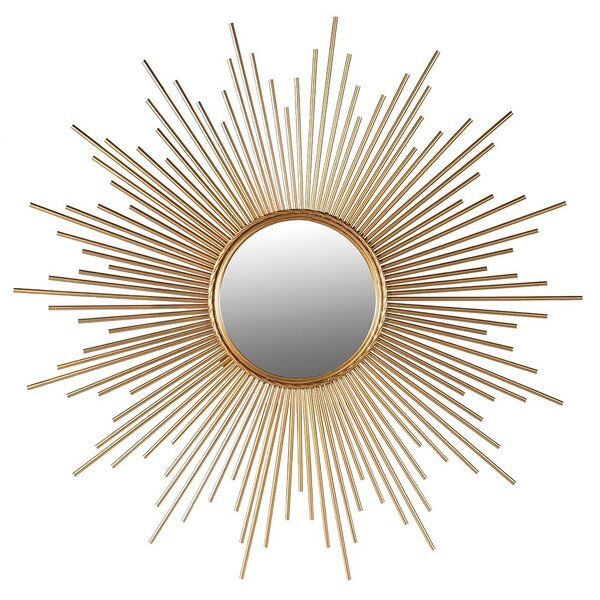Estila Art deco okrúhle nástenné zrkadlo Reina s rôzne dlhými kovovými lúčmi zlatej farby 100cm