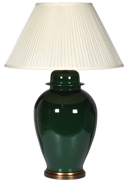 Estila Art deco vysoká porcelánová zeleno-biela stolná lampa Grande s podstavou zlatej farby a riaseným tienidlom 89cm