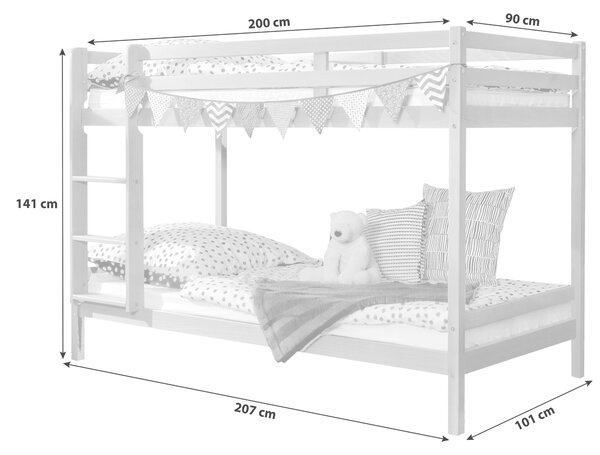 POSCHODOVÁ POSTEĽ 90/200 cm MID.YOU - Detské izby, Online Only