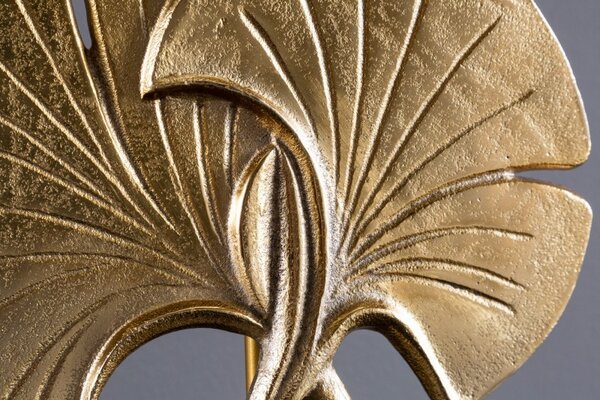 Estila Art deco stolná lampa Miserei so zlatou konštrukciou v tvare listov ginka a čiernym okrúhlym tienidlom 62cm