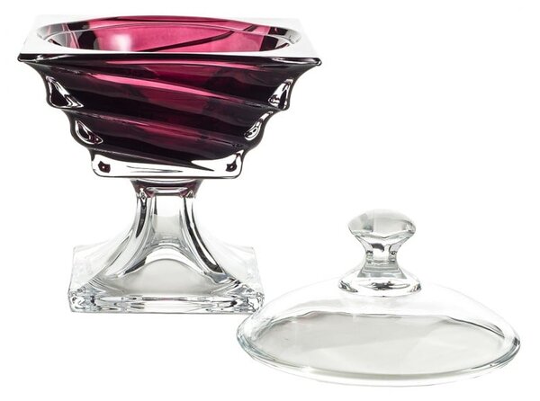 KRIŠTÁĽOVÁ MISKA BOHEMIA CASABLANCA BURGUNDY NA NOHE 245MM