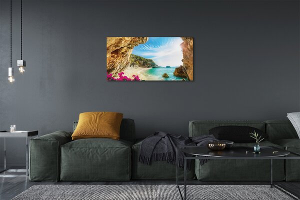 Obraz na plátne Grécko pobrežie útesy kvety 100x50 cm