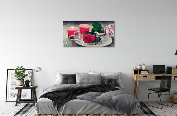 Obraz canvas Rose srdce sviečka 100x50 cm