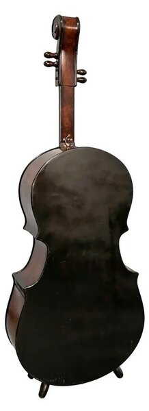 Estila Dizajnová masívna vinotéka Barley v tvare violončela v hnedej farbe s čiernymi detailmi s patinovaným efektom 135 cm