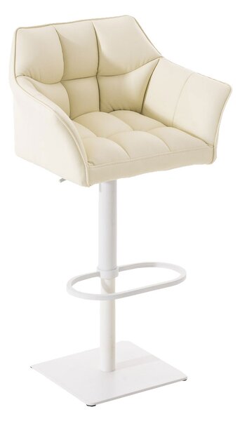 Barová stolička Damas W1 ~ koženka, biely rám - Krémová