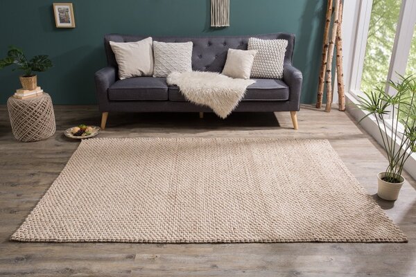Estila Moderný koberec Wool z mäkkých vlnených vlákien v béžovom odtieni 240cm