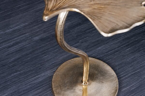 Estila Art-deco dizajnový príručný stolík Ginko v tvare listu zlatý 53cm