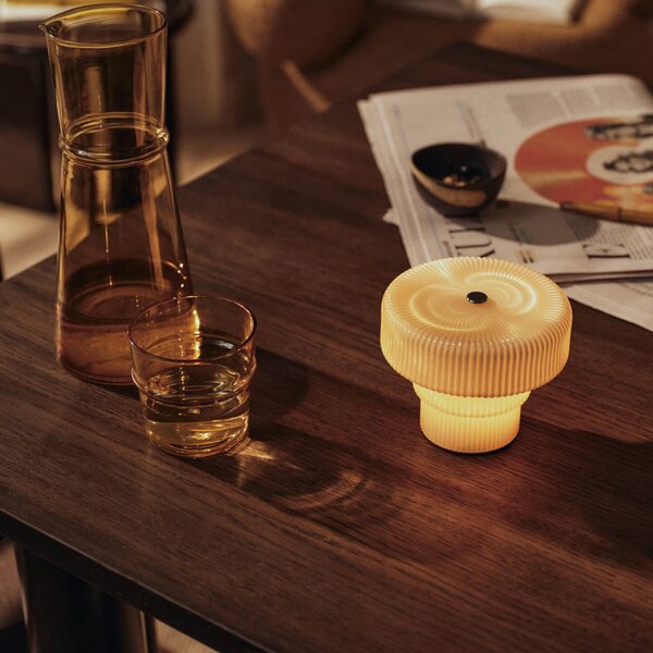 Stolové Lampa ferm LIVING, stmievateľné, Béžová, Obývacia izba, Sklo
