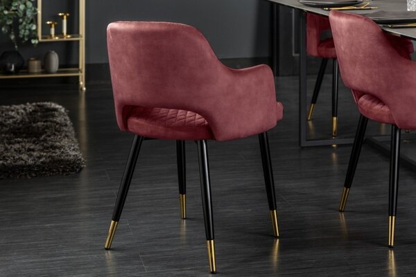 Estila Art-deco jedálenská stolička Decora zamatová bordová 81cm