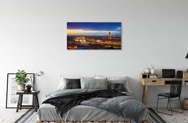 Obraz na plátne Taliansko Night panorama mostov 100x50 cm