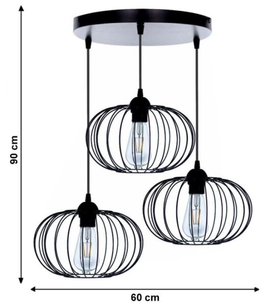 Prisadený luster BOCCA 3xE27/60W/230V