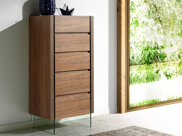 Estila Moderná luxusná vysoká komoda Vita Naturale z dreva hnedá 119cm