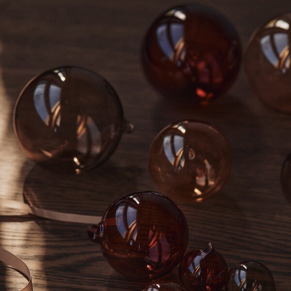 Sklenená vianočná ozdoba Roseate Translucent Ø 4 cm – set 3 ks