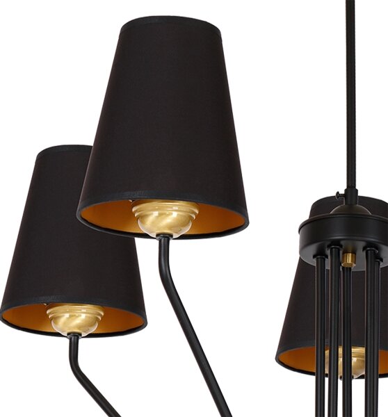 Luster na tyči VICTORIA 5xE27/60W/230V čierna