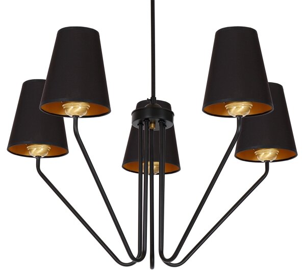 Luster na tyči VICTORIA 5xE27/60W/230V čierna