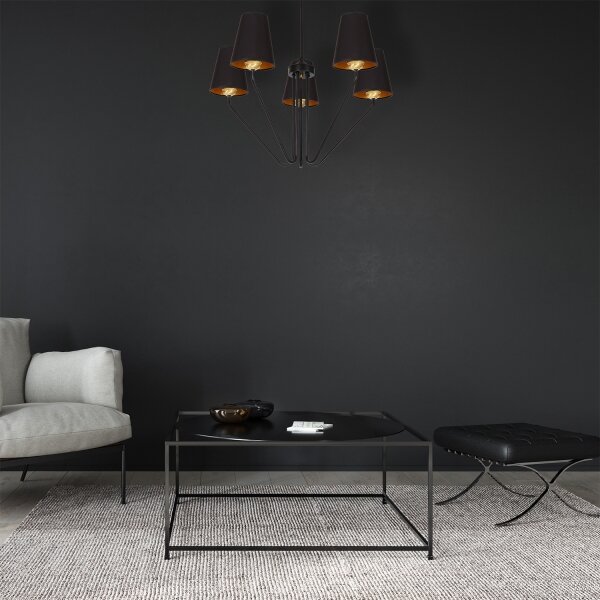 Luster na tyči VICTORIA 5xE27/60W/230V čierna