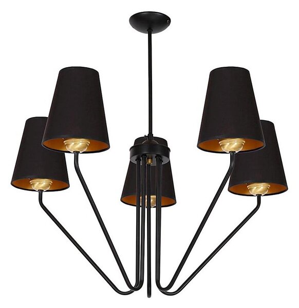 Luster na tyči VICTORIA 5xE27/60W/230V čierna