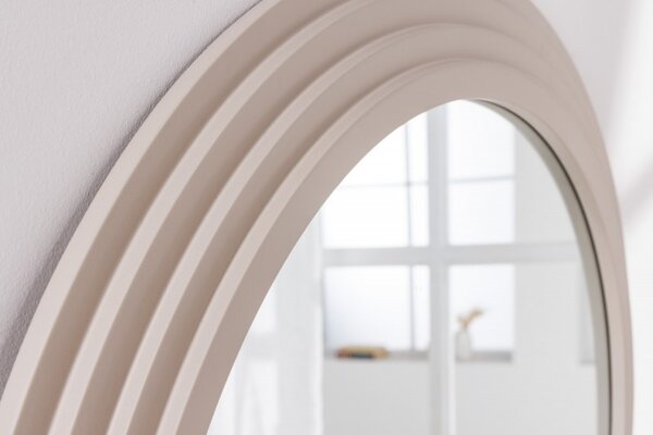 Estila Art deco dizajnové zrkadlo Swan oblúkového tvaru s béžovým kaskádovým rámom 160cm