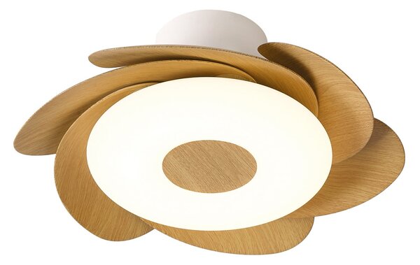 Stropný ventilátor LED Flower, drevo, DC motor, tichý, CCT – Mantra Mantra Iluminación, Flower, stmievateľné, Drevo, Obývacia izba, Plast, Moderný