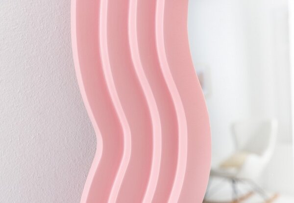 Estila Art deco moderné vysoké zrkadlo Swan s vlnitým rámom v pastelovej ružovej farbe 160cm
