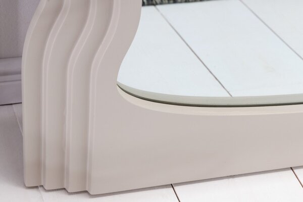 Estila Art deco moderné vysoké zrkadlo Swan s vlnitým rámom v pastelovej béžovej farbe 160cm